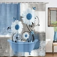 thumbnail image 6 of Farmhouse Blue Daisy Shower Curtain - Rustic Floral with Butterflies, Waterproof Polyester Bathroom Decor 70x70 in with 12 Hooks, 6 of 6