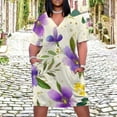 thumbnail image 2 of Womens Casual Dresses Purple Flowers Yellow Accents Floral Pattern Short Sleeve Dress Summer Dresses for Women 2025, 2 of 5