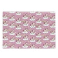 thumbnail image 1 of Cartoon Cutting Board, Unicorns Standing Clouds Rainbows and Stars on a Pink Skyline Print, Decorative Tempered Glass Cutting and Serving Board, Large Size, Pink Yellow White, by Ambesonne, 1 of 1