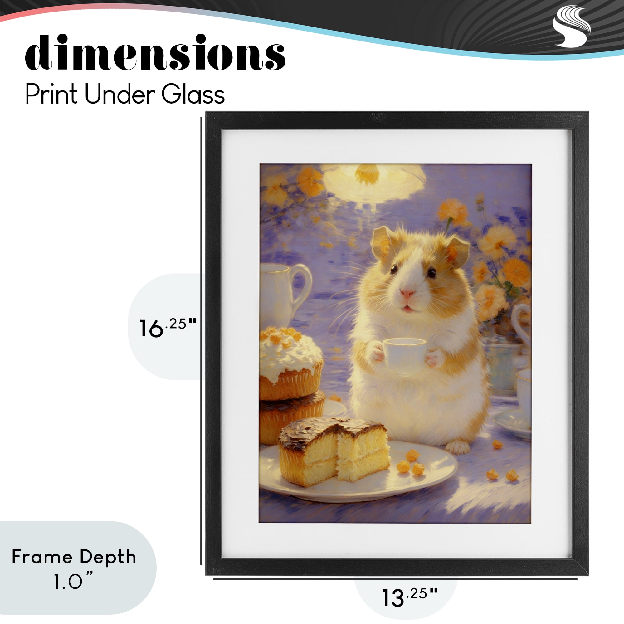 Stupell Industries Hamster Tea Party with Cake Black Framed Print Under Glass, design by Angie Hawke