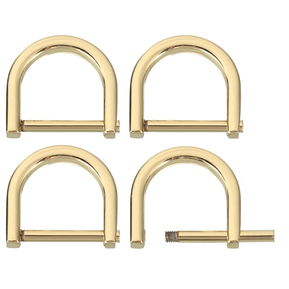 Uxcell D-Rings Screw in Shackle, 4Pack 19mm U Shape D Ring for Bag DIY, Gold