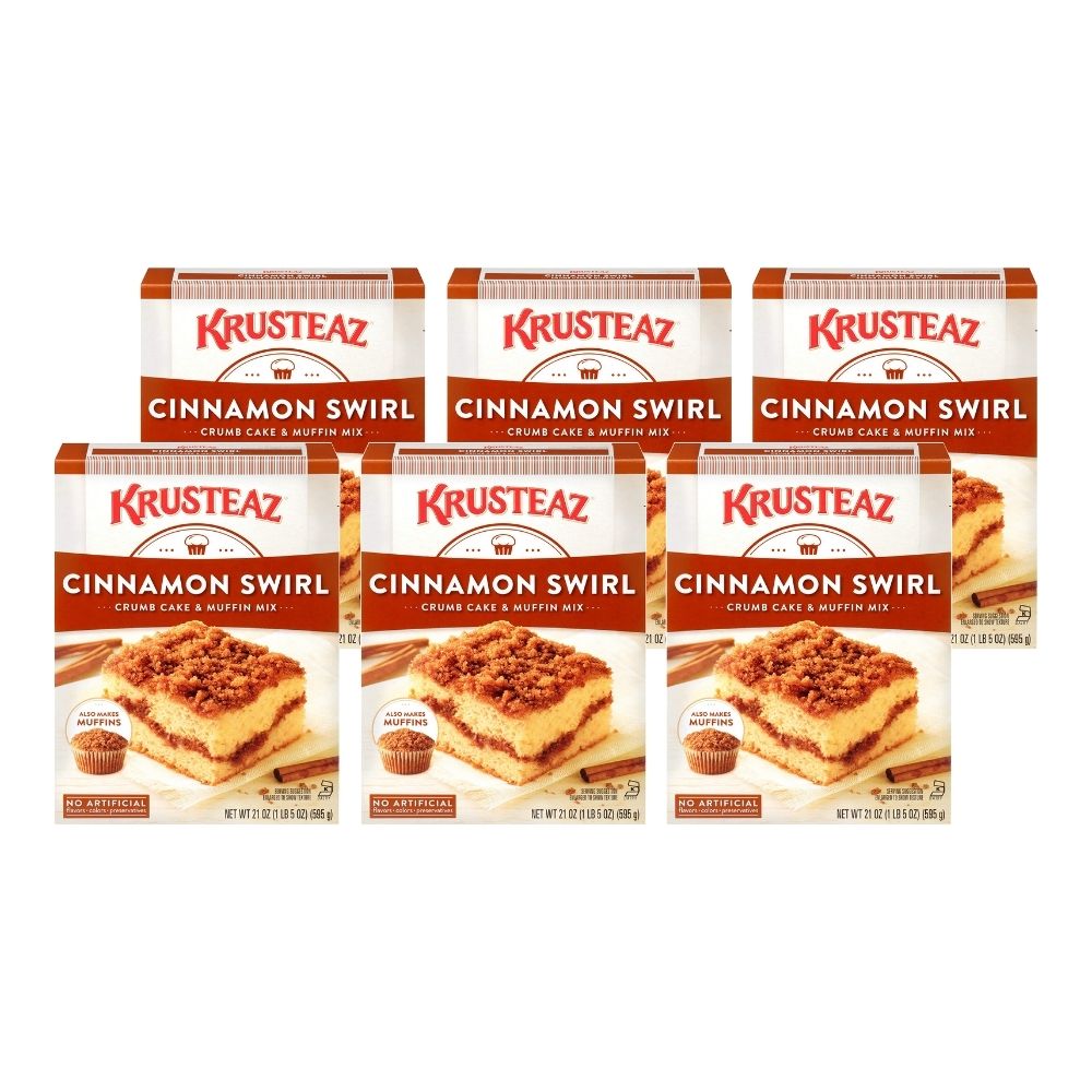 (6Pack) Krusteaz Cinnamon Swirl Crumb Cake & Muffin Mix, 21 oz