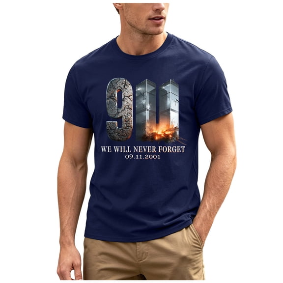 Mens T Shirts 9/11 25Th Anniversary T Shirt 911 Tops Memorial Tops Print Tee