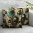 thumbnail image 3 of GOSMITH  Throw Pillow Case Watercolor Peacock Feather Pattern Square Cushion Cover Standard Pillowcase for Men Women Kids Home Decorative Sofa Armchair Bedroom Livingroom, 3 of 5