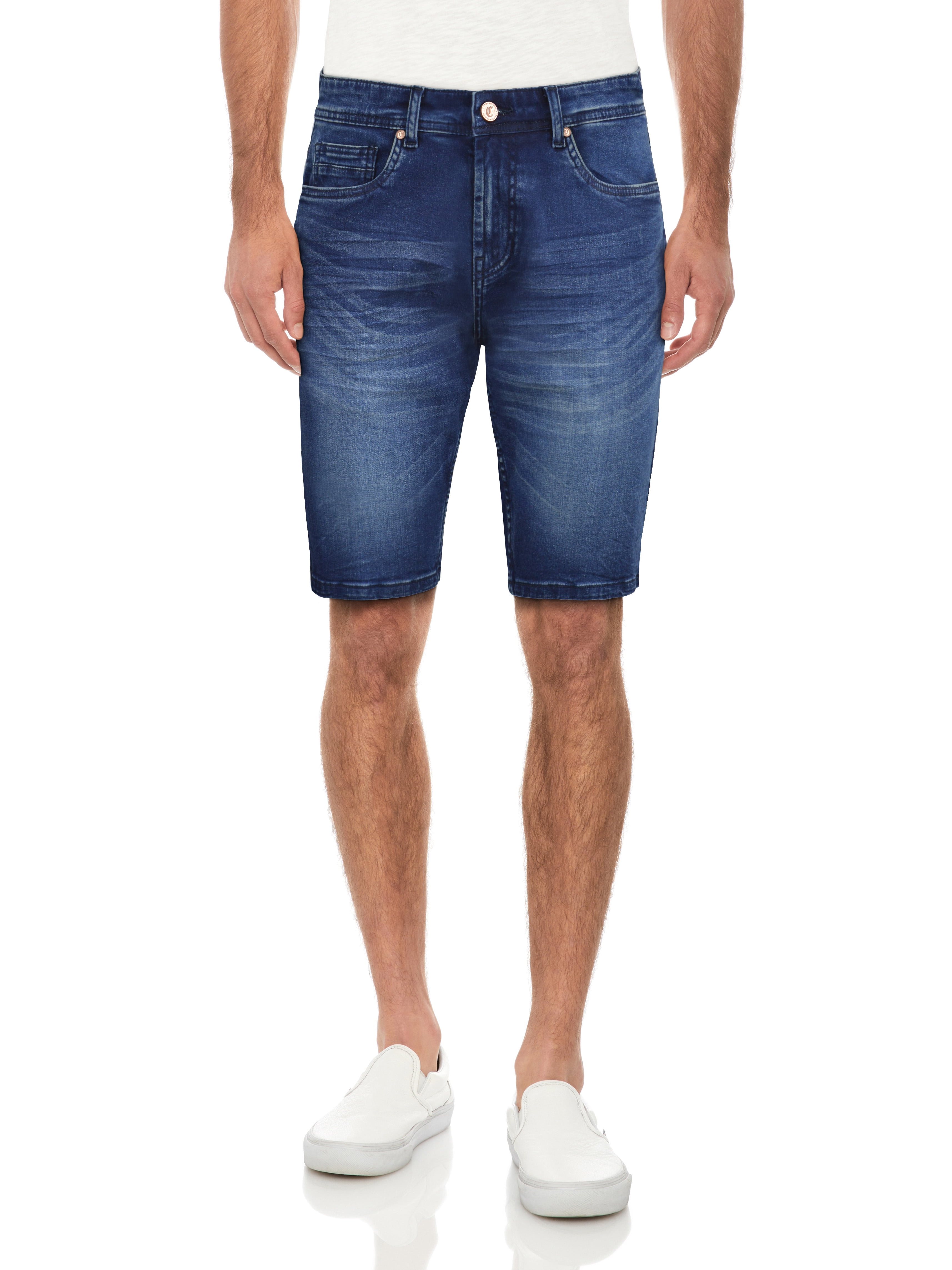 Men's Flex Stretch Slim Skinny Fit Casual Denim Jeans Shorts, Medium Blue