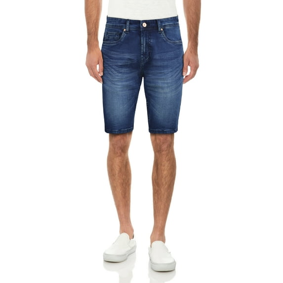 Men's Flex Stretch Slim Skinny Fit Casual Denim Jeans Shorts, Medium Blue