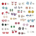 thumbnail image 1 of 33/30 pares de aretes hipoalergénicos para niñas con orejas sensibles con poste de acero inoxidable, lindos aretes surtidos para adolescentes, niñas y mujeres Ormromra HMJM485, 1 of 6