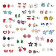 KUNGUGU 33/30 Pairs Hypoallergenic Earrings for Girls Sensitive Ears with Stainless Steel Post -Assorted Cute Stud Earrings for Teens Girls Women