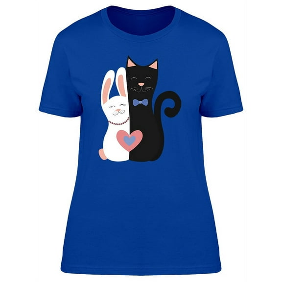 Cuddly Cat And Bunny Love T-Shirt Women -Image by Shutterstock, Female Large