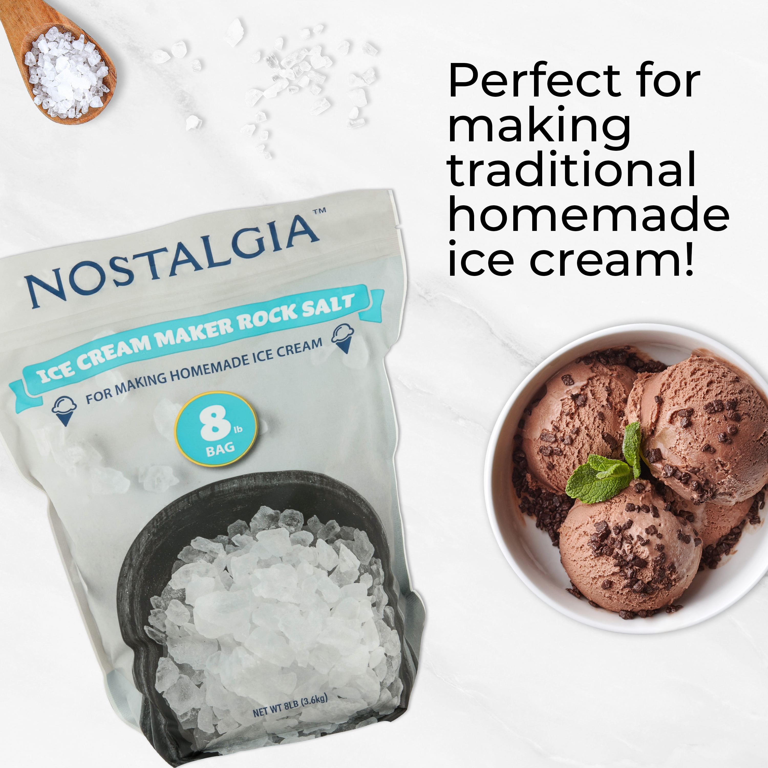 Nostalgia Ice Cream Maker Rock Salt, 8 lb RSBG8LB, Homemade Ice Cream,  Brand New