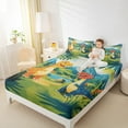 thumbnail image 4 of Castle Fairy Kawaii Dinosaur Twin Sheet Sets 3pcs for Children Kids Teens,Cartoon Animal Dino Twin Fitted Sheet Microfiber,Jungle Wildlife Breathable Flat Sheet,Super Cozy Room Decor, 4 of 7