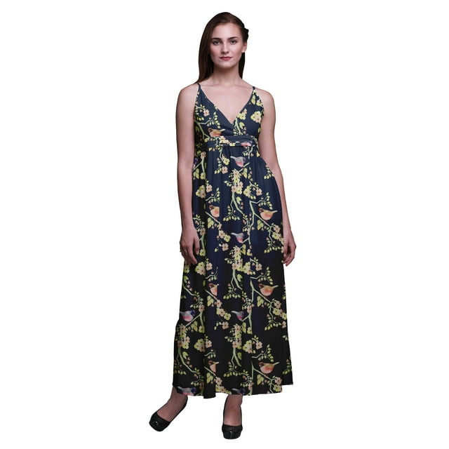 Bimba Robe Longue Chic Florale Imprimée pour Femmes Boho Été Maxi Plage-TTTG