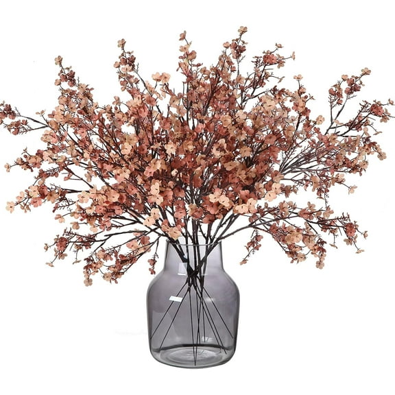Faux Flower Fake Babys Breath Flower Bulk Artificial Gypsophila Bouquets Silk Flowers Real Touch Floral for Home Bedroom Wedding Thanksgiving Party Fall Decor (Beige Brown)