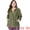 Army Green, variant on Women's Plus Size Drawstring Waist Zip-up Utility Jacket 1X Light Grey