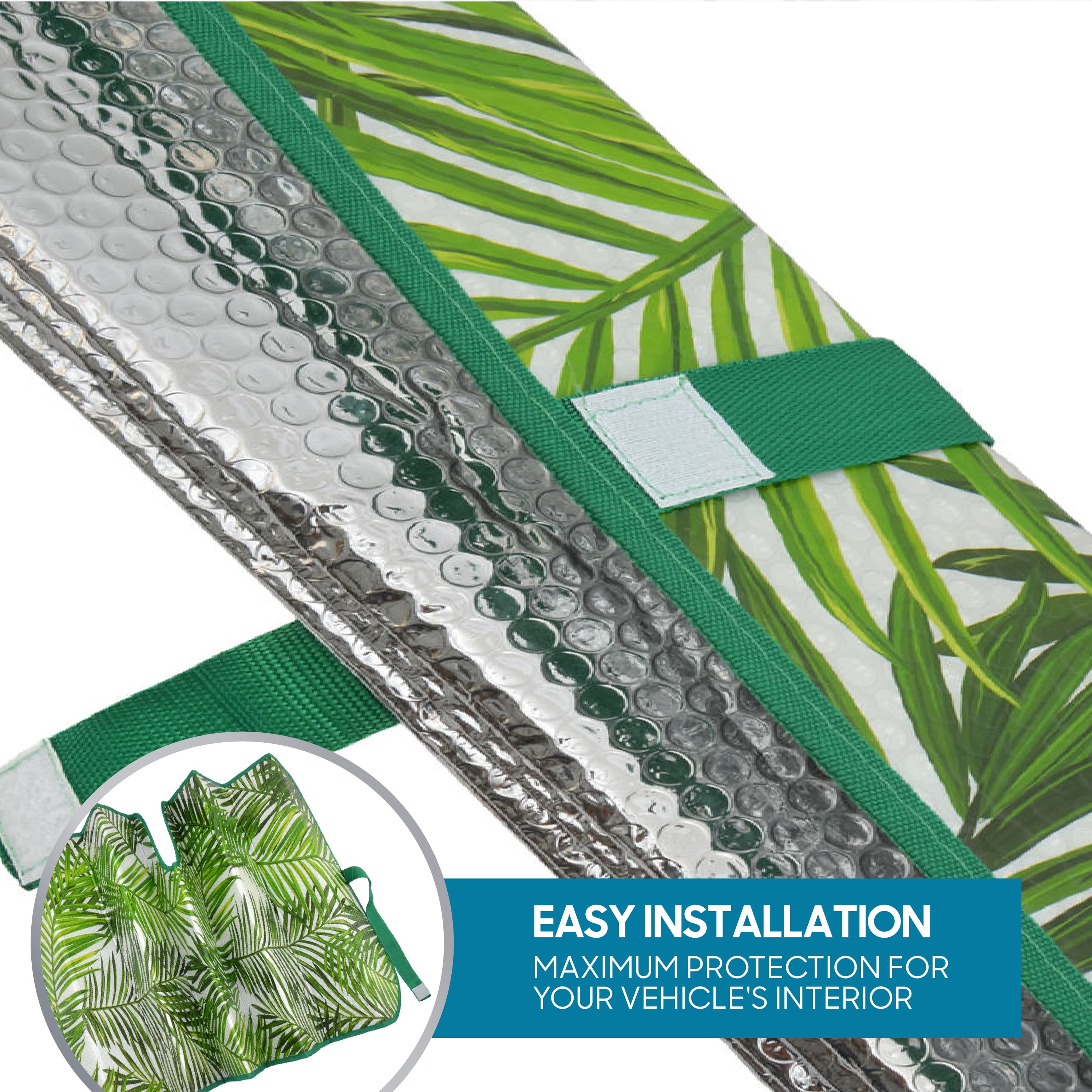 Tropical Leaves Car Windshield Sun Shade for Auto SUV Truck - AS-768 Balmy Fern