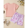 thumbnail image 3 of Toddler Baby Girl Summer Outfit 6M 12M 18M 24M 3Y 4Y  Waffle Solid T-Shirt Top Floral Short Set Cute Summer Clothes, 3 of 9