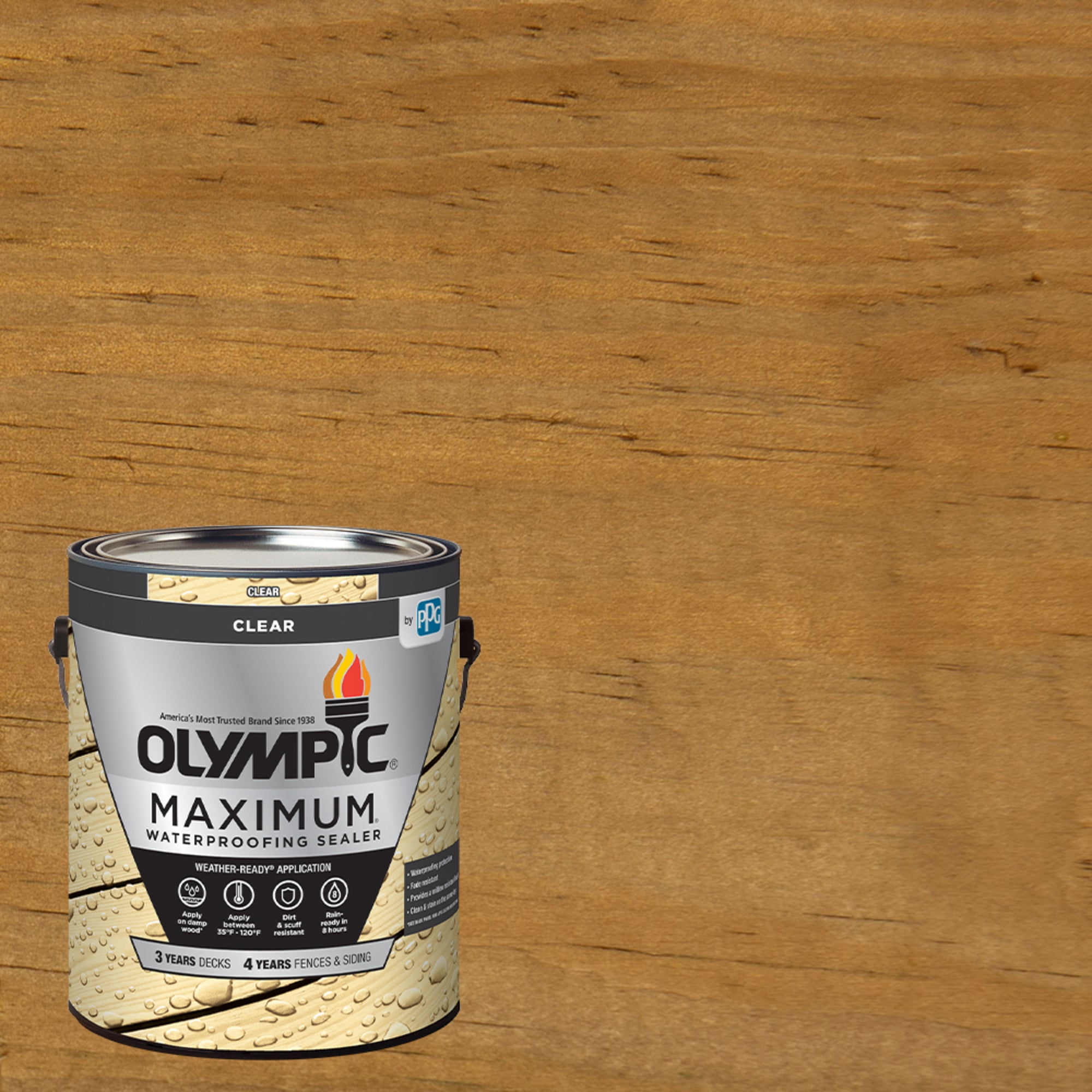(2 pack) Olympic Maximum 1 Gallon Clear Exterior Waterproofing Sealer Low VOC