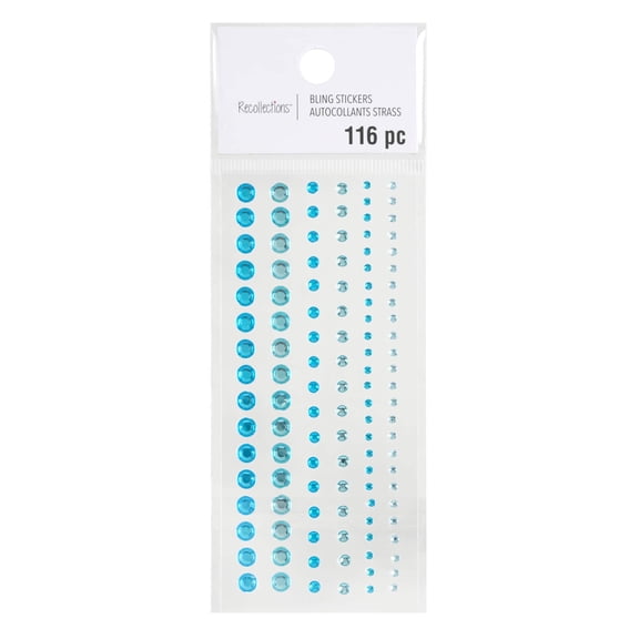 Recollections Turquoise Assorted Rhinestone Stickers, 12 Packs: 116 ct. (1392 total)