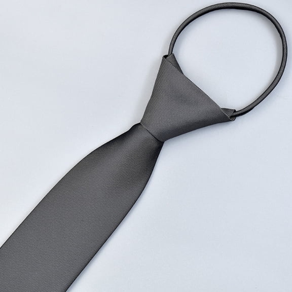 NICEXMAS Men's Dark Grey Zipper Neck Tie, Trendy Business & Casual Fashion Accessory, 1 Set for Stylish Look