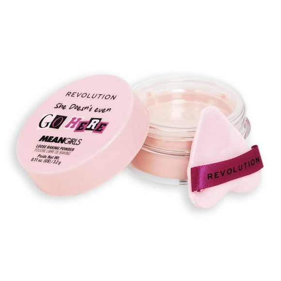 Revolution Beauty, Mean Girls x Revolution Poudre de Cuisson Libre, Maquillage & Fixation Poudre pour le Visage, Inclut Poudre, Vegan & Sans Cruauté, Rose Cerise, 0.11 oz