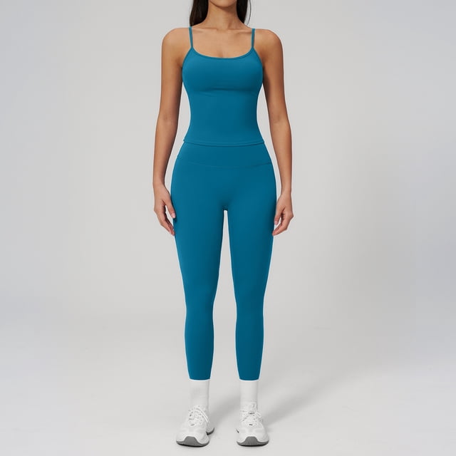 AEXTO Womens Workout Sets Two Piece Tank Top Matching High Waist Leggings Sets Gym Outfits Work Out