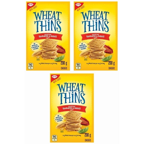Wheat Thins Sundried Tomato and Basil Crackers, 200g (3 Pack)