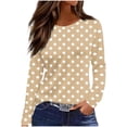 thumbnail image 2 of Craaazy Women's Casual Long Sleeve Tops Cute Polka Dot Printing Round Neck Loose Blouse Gifts, 2 of 4