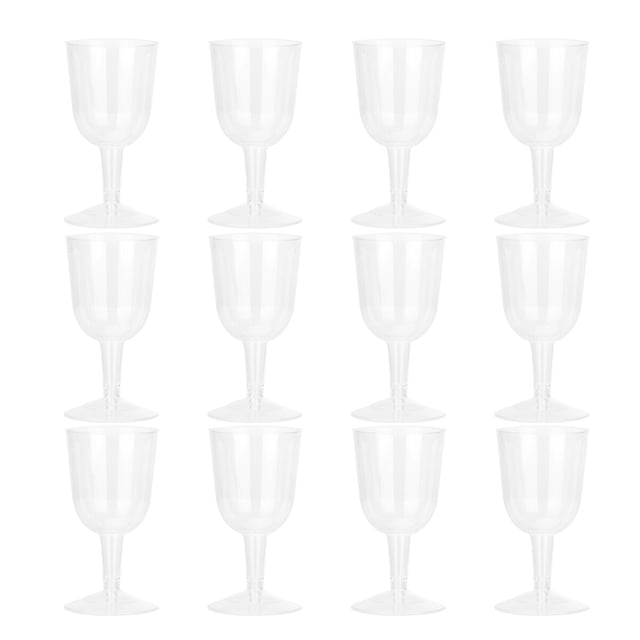 12 vasos transparentes de plástico para fiestas, vasos desechables para vino, para bodas y cumpleaños.