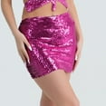 thumbnail image 2 of Hot Pink Womens Sequin Sparkly Pencil Glitter Basic Mini Petite Skort for Ladies Formal Date Night Gowns Evening Happy Festival Gift Skirt 2025 Clothes Regular Fit One Size, 2 of 5