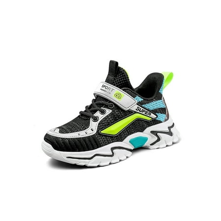 

Ymiytan Boys Girls Sneakers Magic Tape Running Shoes Color Block Athletic Sneaker School Walking Shoe Breathable Round Toe Trainers Fluorescent Green 11C