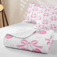 thumbnail image 4 of Manfei Pink Bowknot Cherry Twin Quilt Set for Girls, Cute Flower Floral Twin Coverlet Set, 4 of 7
