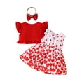 thumbnail image 4 of Gubotare Baby Girl Fall Dress Outfit Girl's 3 Piece Outfits Print Ruffle Sleeveless Dress and Long/Short Sleeve Cardigan Tops Sets Size 2T 3T (Red,2-3 Years), 4 of 9