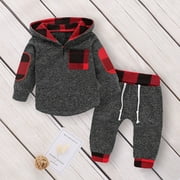 2PCS Baby Boy Girl Warm Sweater Hoodies Sweatshirt Top+Pants Outfits Clothes Tracksuit