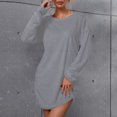 thumbnail image 4 of IROINNID Sweater Dress for Women Strapless Sweater Dress Loose Crew-neck Plush Sweater Long-sleeve Dress Discount,Gray, 4 of 6