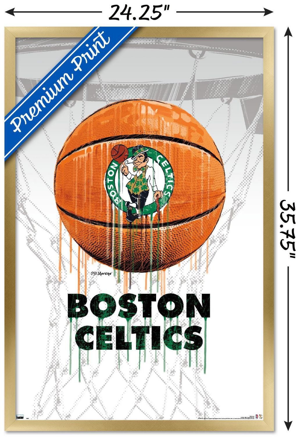NBA Boston Celtics - Drip Ball 20 Wall Poster, 22.375" x 34" Framed