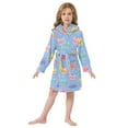 thumbnail image 6 of FORMRS Niños Bathrobe Unisex Hooded Robe Soft Plush Pajamas Sleepwear, Size 7-9T, Blue Cartoon Cat Pattern, 6 of 7