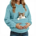 thumbnail image 4 of Stralyhd Cat Dog Pouch Hoodie for Women Cozy Soft Sweatshirt with Pet Pocket Fleece Kangaroo Pouch Hoodie Hooded Pet Carrier Pullover Sky Blue S, 4 of 6