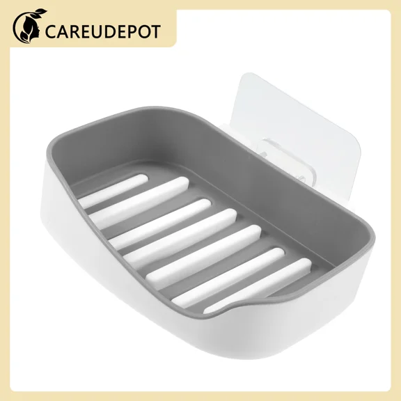 1Pcs Plastic Soap Dish Soap Cleaning Storage For Bathroom Kitchen Gray 13X9.2Cm