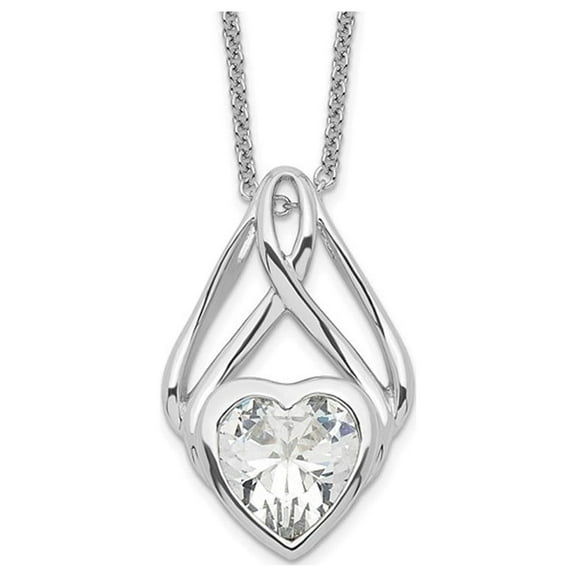 Wrapped Around My Heart Pendant Necklace in Sterling Silver with Synthetic Cubic Zirconia (CZ) for Women