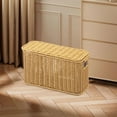thumbnail image 6 of CoudarTitie Faux Rattan Storage Basket, Sundries Container, Rectangular with Double Handles, S yellow, 6 of 9