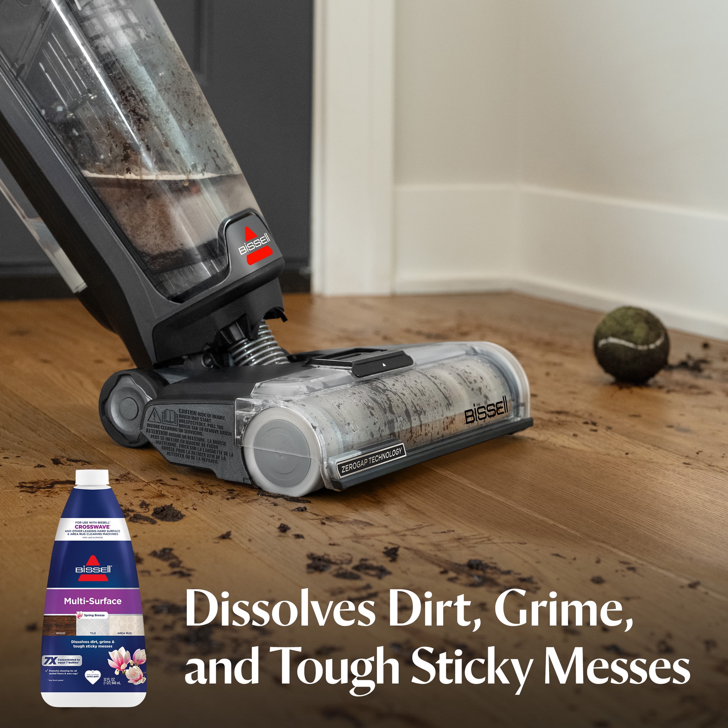 BISSELL Multi-Surface Cleaning Solution, Best Paired With CrossWave For Use On Hard Surfaces And Area Rugs, Dissolves Dirt Grime And Tough Sticky Messes, Cleans Better Than Water Alone 1789, 32 oz