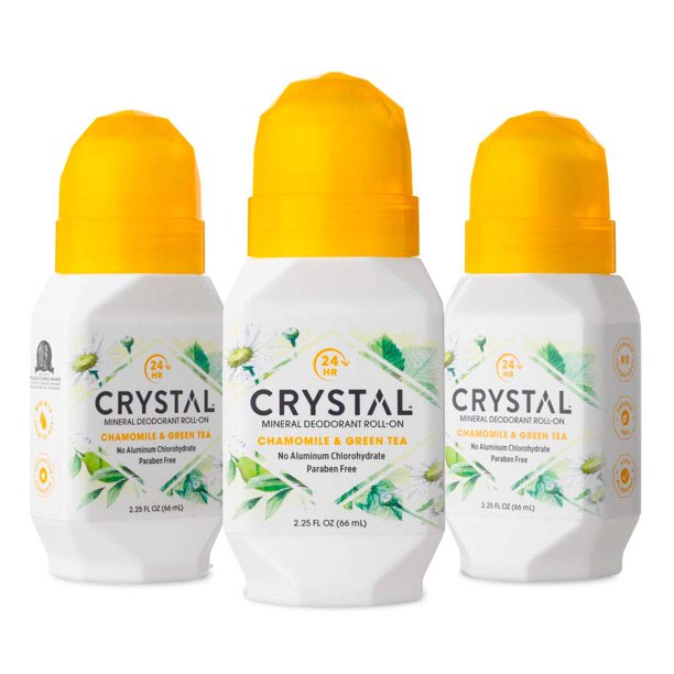 Pack of 3 CRYSTAL Mineral Deodorant RollOn Body Deodorant With 24