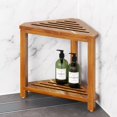 thumbnail image 1 of Corner Shower Stool for Inside Shower, 14" Shower Foot Rest Stool for Shaving Legs, Acacia Wood Corner Shower Shaving Step Stools, Waterproof Leg Shaver Foot Rest Bench Seat, 1 of 7