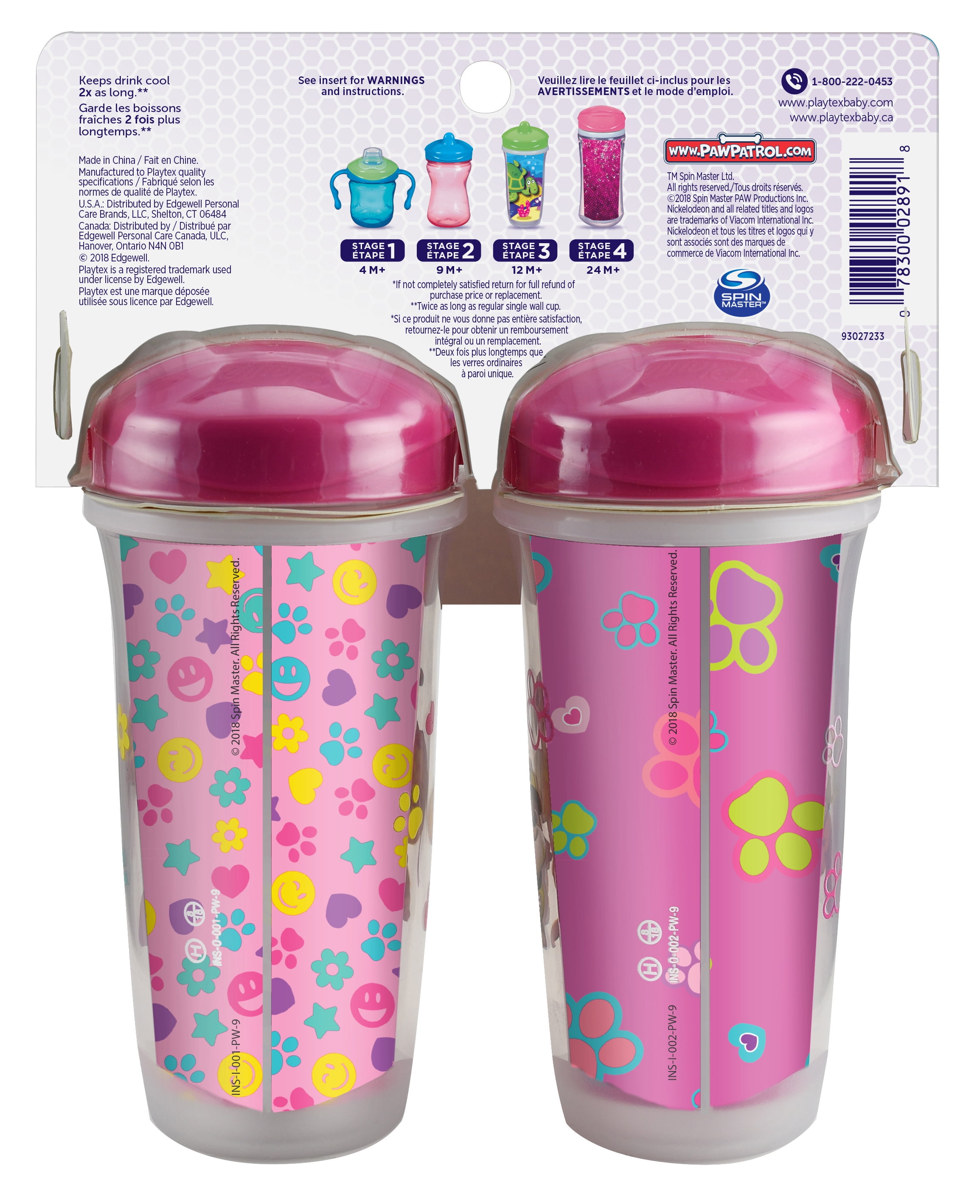 Playtex Sipsters Stage 2 Paw Patrol Girls Spoutless Sippy Cup, 10 Oz