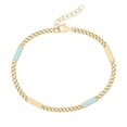 thumbnail image 1 of Open Curb Bracelet with Blue Enamel Bars, 1 of 5