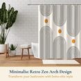 thumbnail image 4 of ComfiTime Boho Shower Curtain with Hooks – Heavy-Duty Mold/Mildew-Resistant, Weighted-Hem Fabric Bathroom Curtain, Water-Repellent, Machine-Washable, Fade-Resistant, 72 x 72, 4 of 10