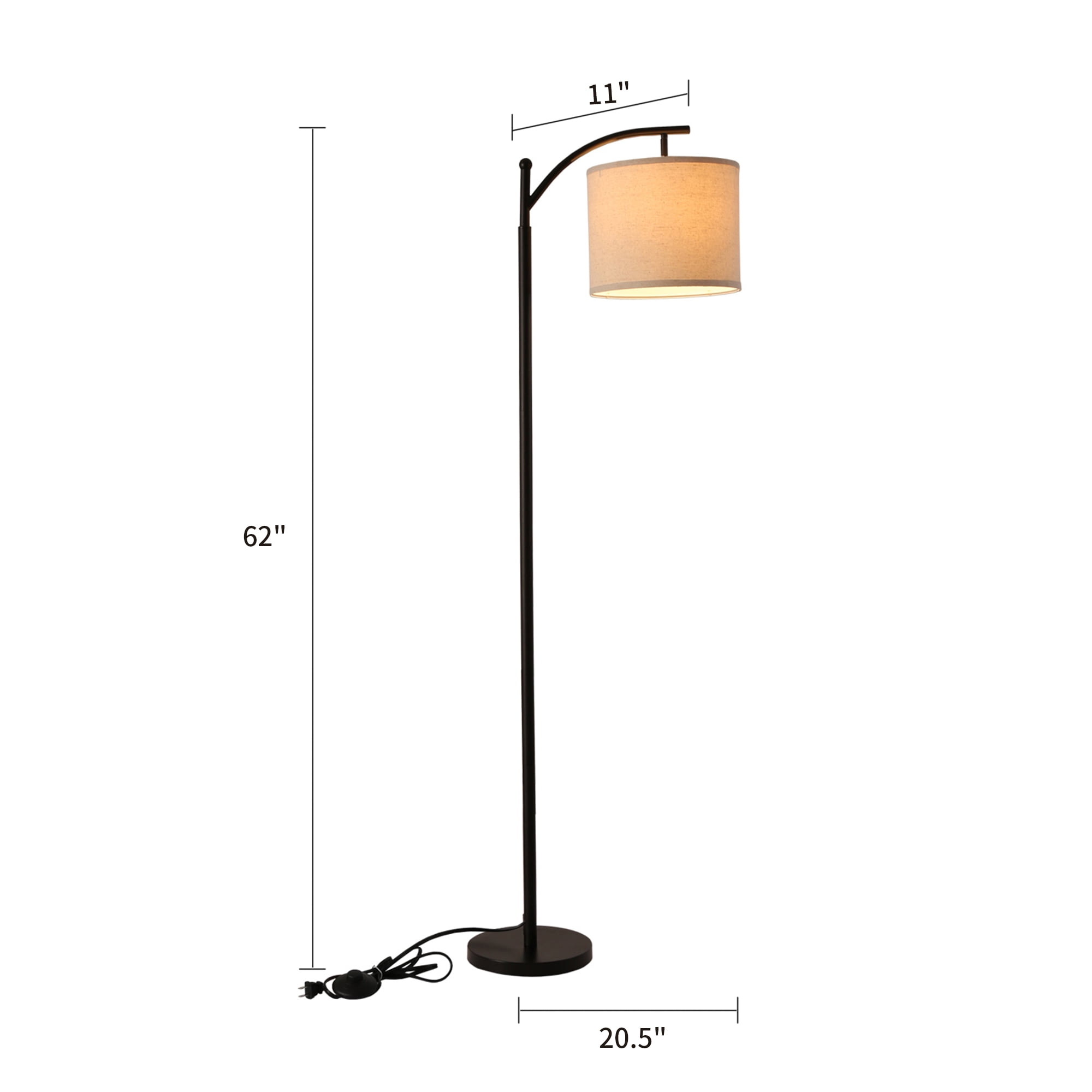Cedar Hill  62" Arched Floor Lamp with Beige Fabric Shade (E26 bulb not included)