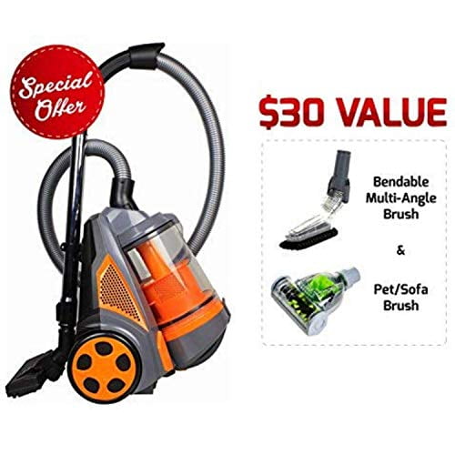 Ovente Bagless Canister Vacuum 1400 Watts with HEPA Filtration System