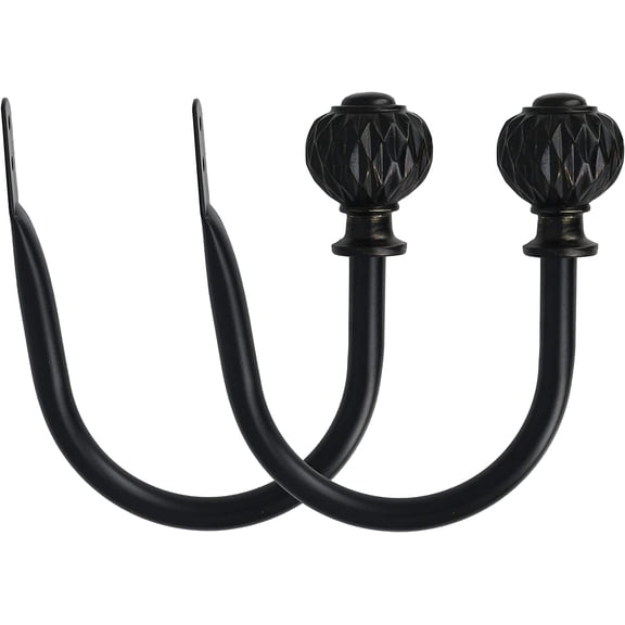 MERIVILLE Curtain Holdbacks, Castani Design, Set of 2, Black