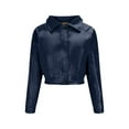 thumbnail image 3 of Veste en Cuir pour Femme, Veste Mode Décontractée Unie à Col à Revers avec Fermeture Éclair, Veste pour Dames, 3 of 6
